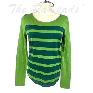 COPY - Talbots Dark Light Green Striped T-shirt Size Small